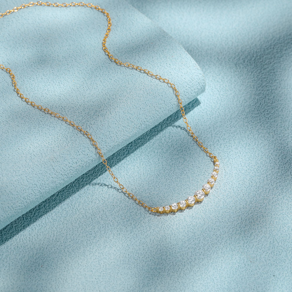 Gold Plated Crystal Bar Necklace