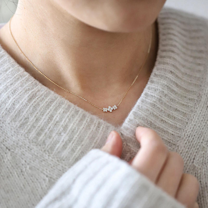 Gold Plated Crystal Flower Necklace