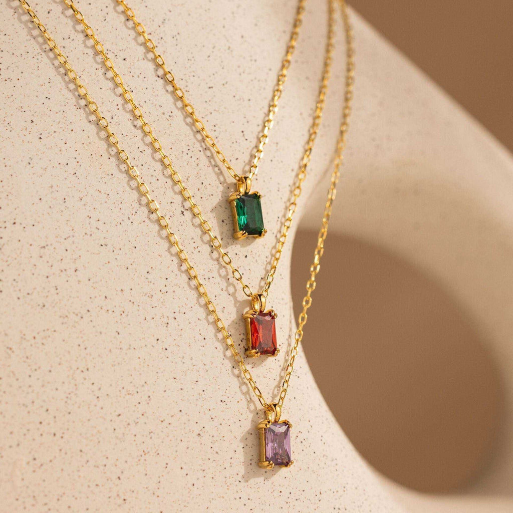Gold Plated Garnet Pendant Necklace