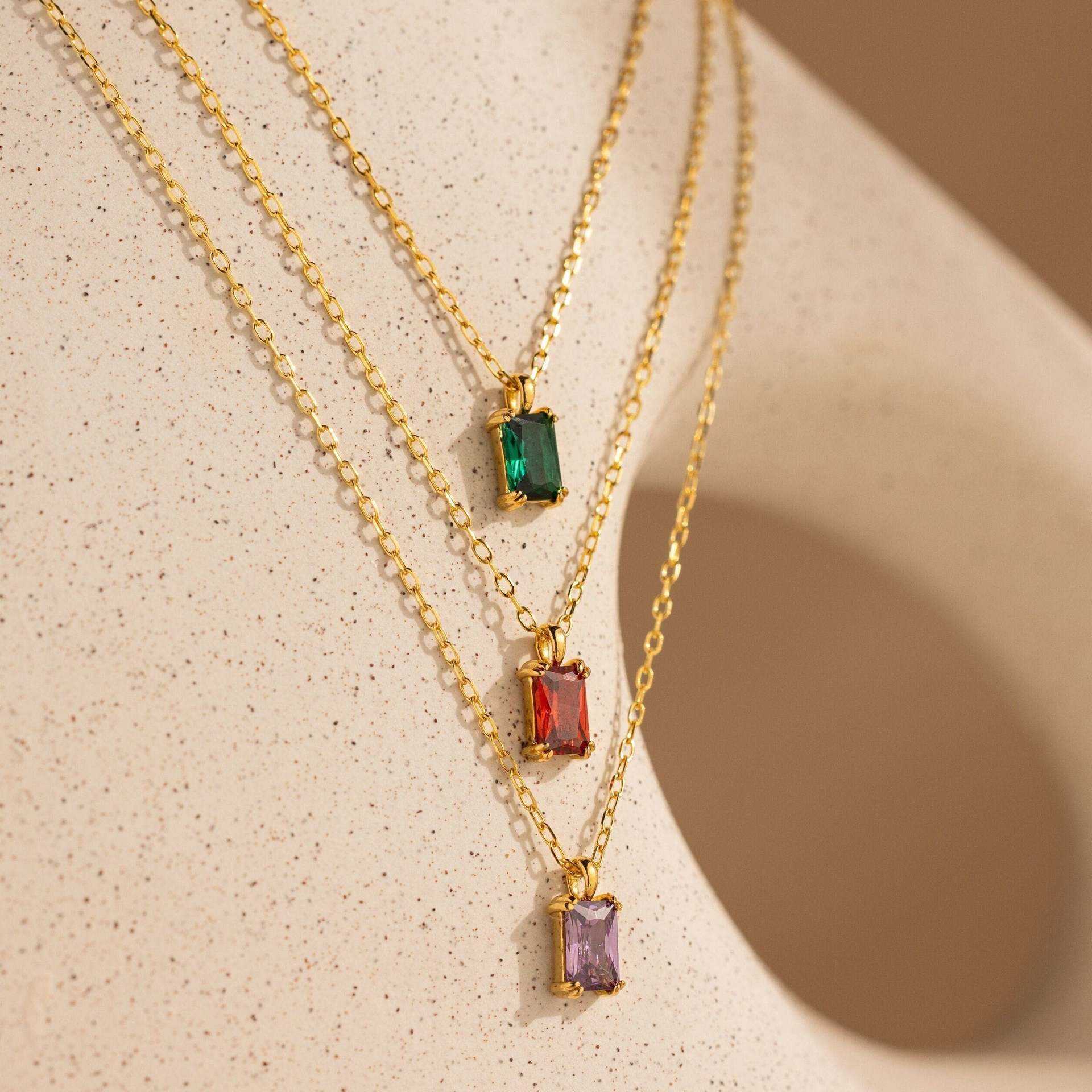 Gold Plated Garnet Pendant Necklace