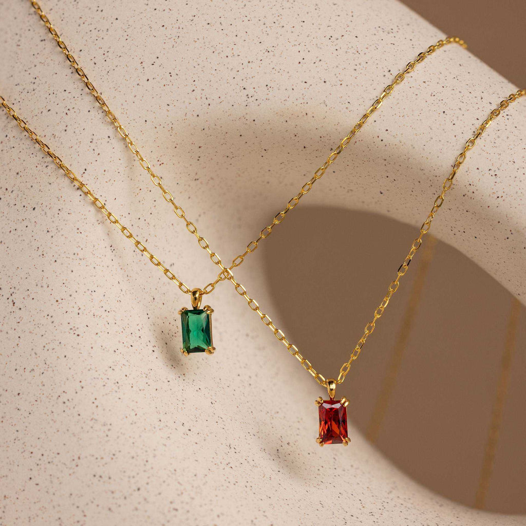 Gold Plated Garnet Pendant Necklace